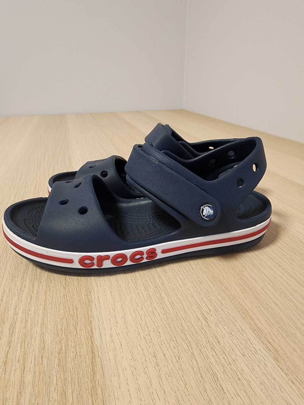 Crocs Crocband Cruiser Kids Sandals Navy Red Size J3 8.5"